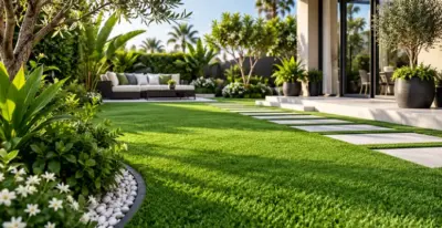 GV Fern 26 Green artificial grass lawn installation