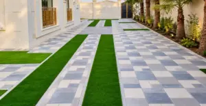 GV Fern 46 artificial grass lawn installation