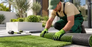 GV Meadow 22 artificial grass lawn installation